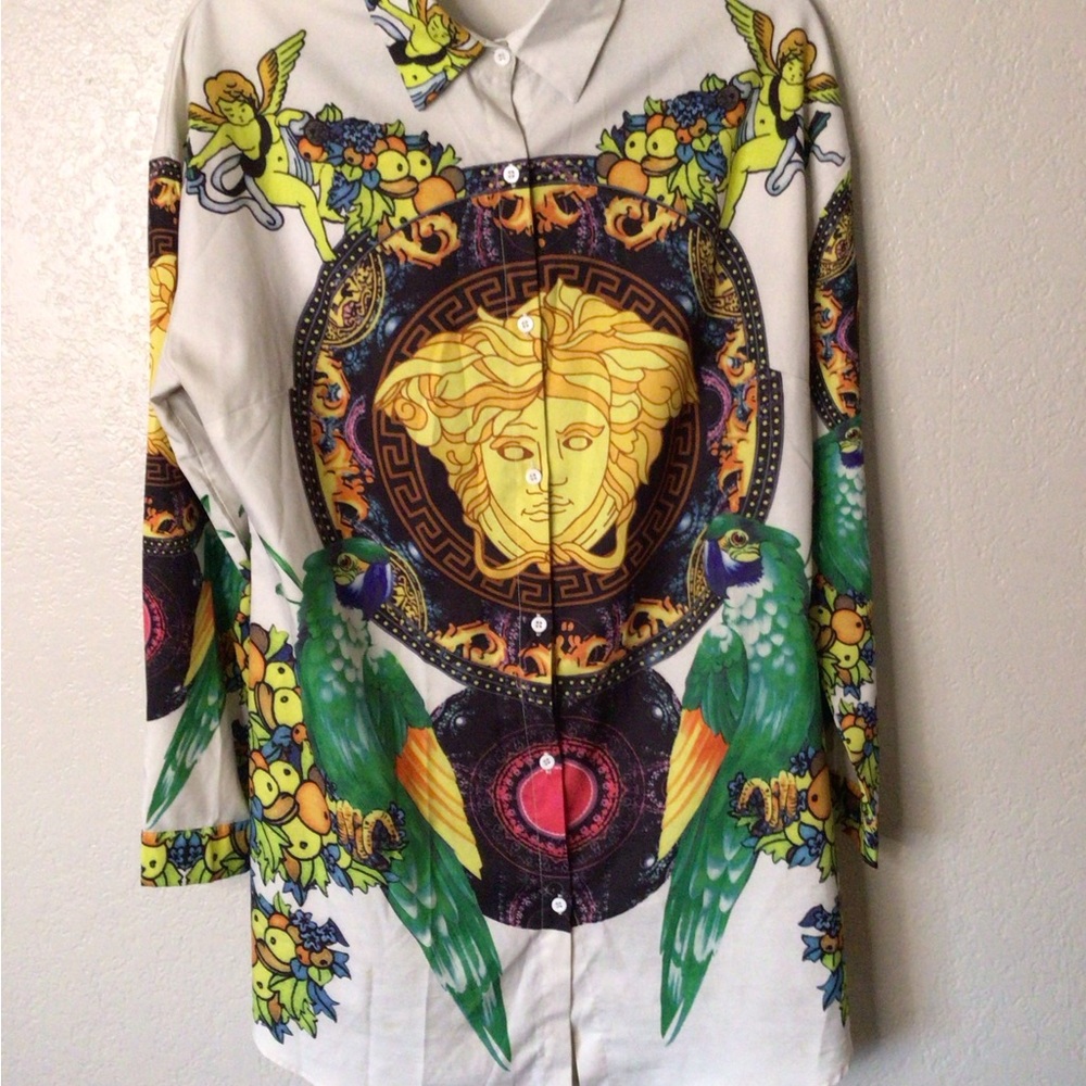Colorful Graphic Button-Up Shirt